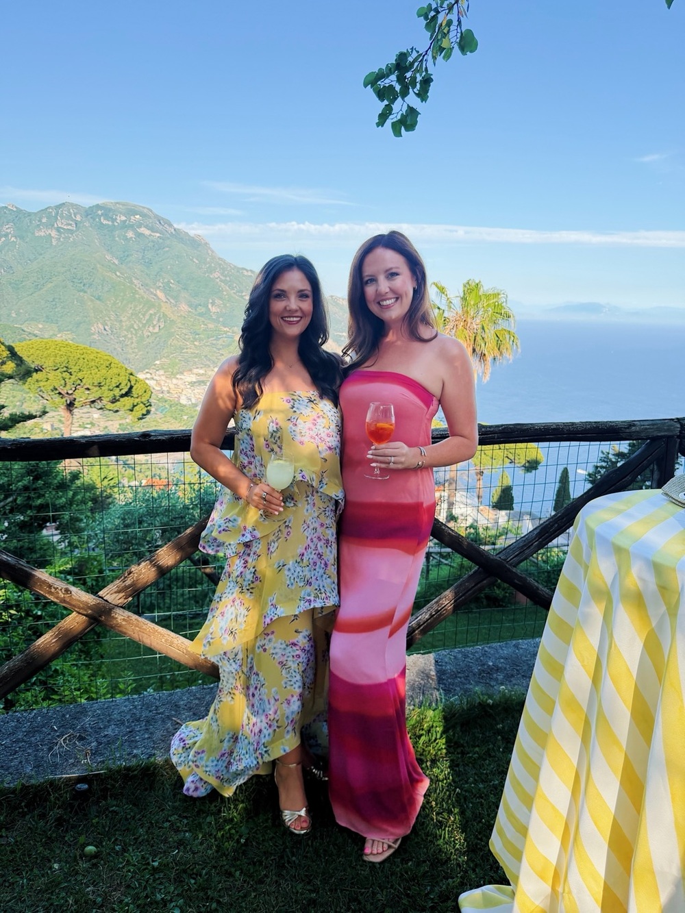 Meshki Strapless Pink & Coral Gradient Maxi Dress